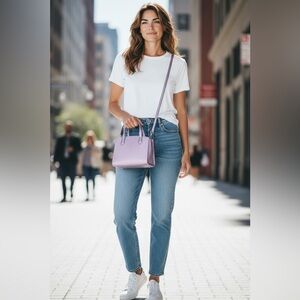 Kate spade tinsel glitter  saffiano leather Lavender Handbag crossbody  like new